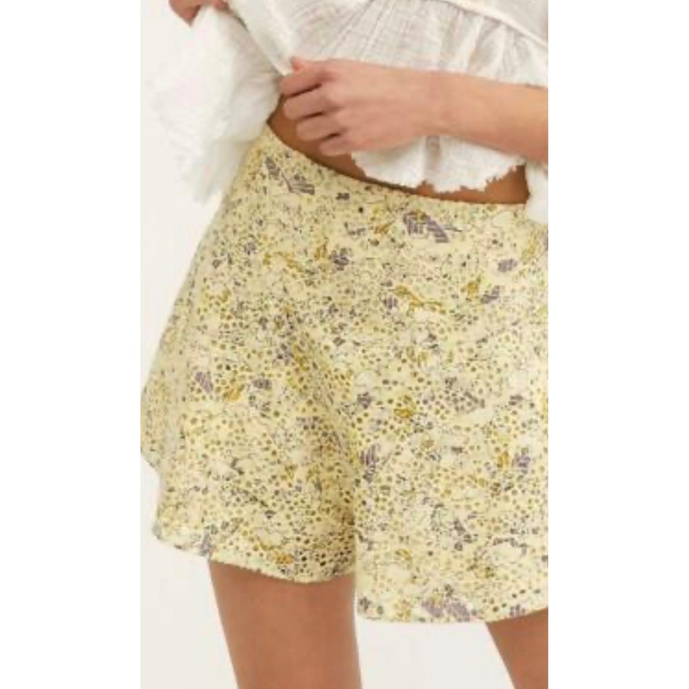 Free People Shallow Waters Cotton Eyelet High-Waist Shorts Yellow Purple Size 8